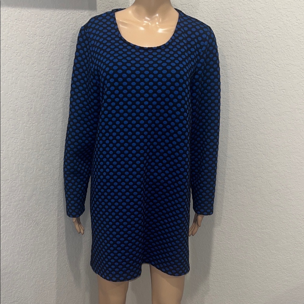Vintage Ulla Popken Blue Polka Dot Women's Dress
